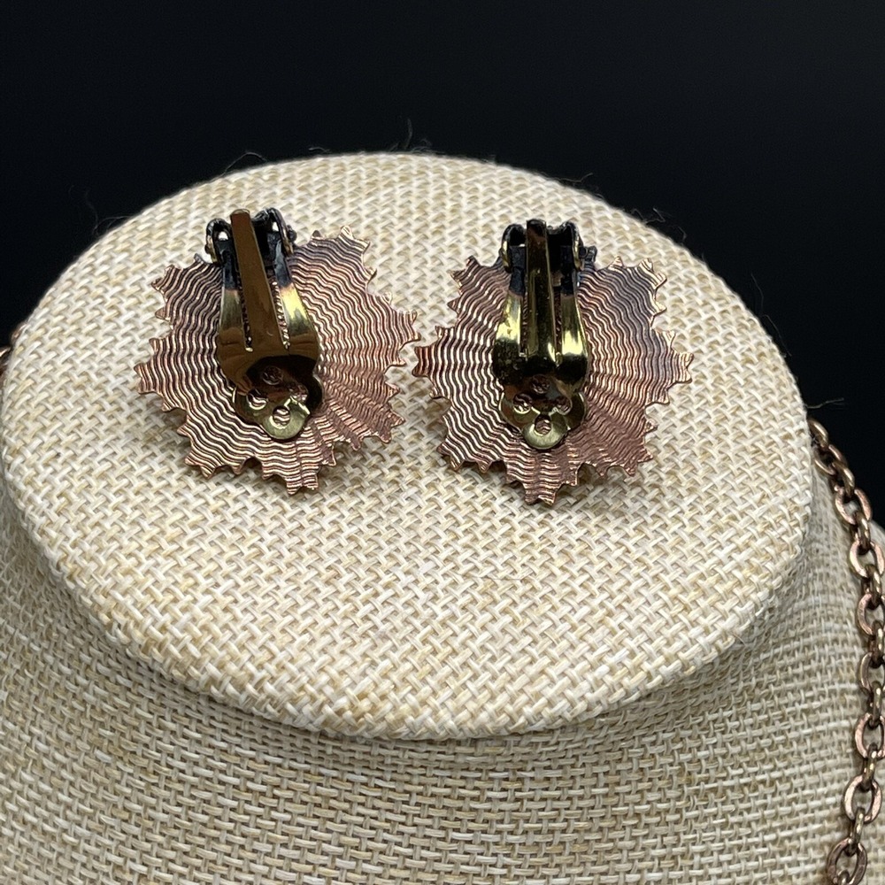Vintage‎ Copper Necklace and Clip-on Earring Chain Metal Clusters - Picture 5 of 11
